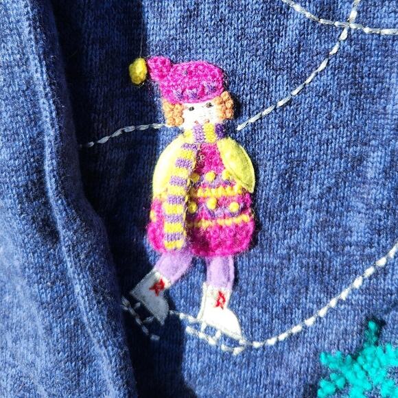 Vintage Ice Skating Sweater Classics by Marisa Christina Embroidered Winter Knit - Picture 3 of 11